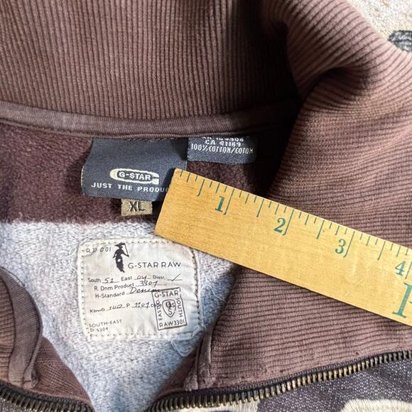 Vintage G Star Raw Y2k Zip Up Sweatshirt Striped Embroidered Sweater Men's XL - Picture 9 of 16